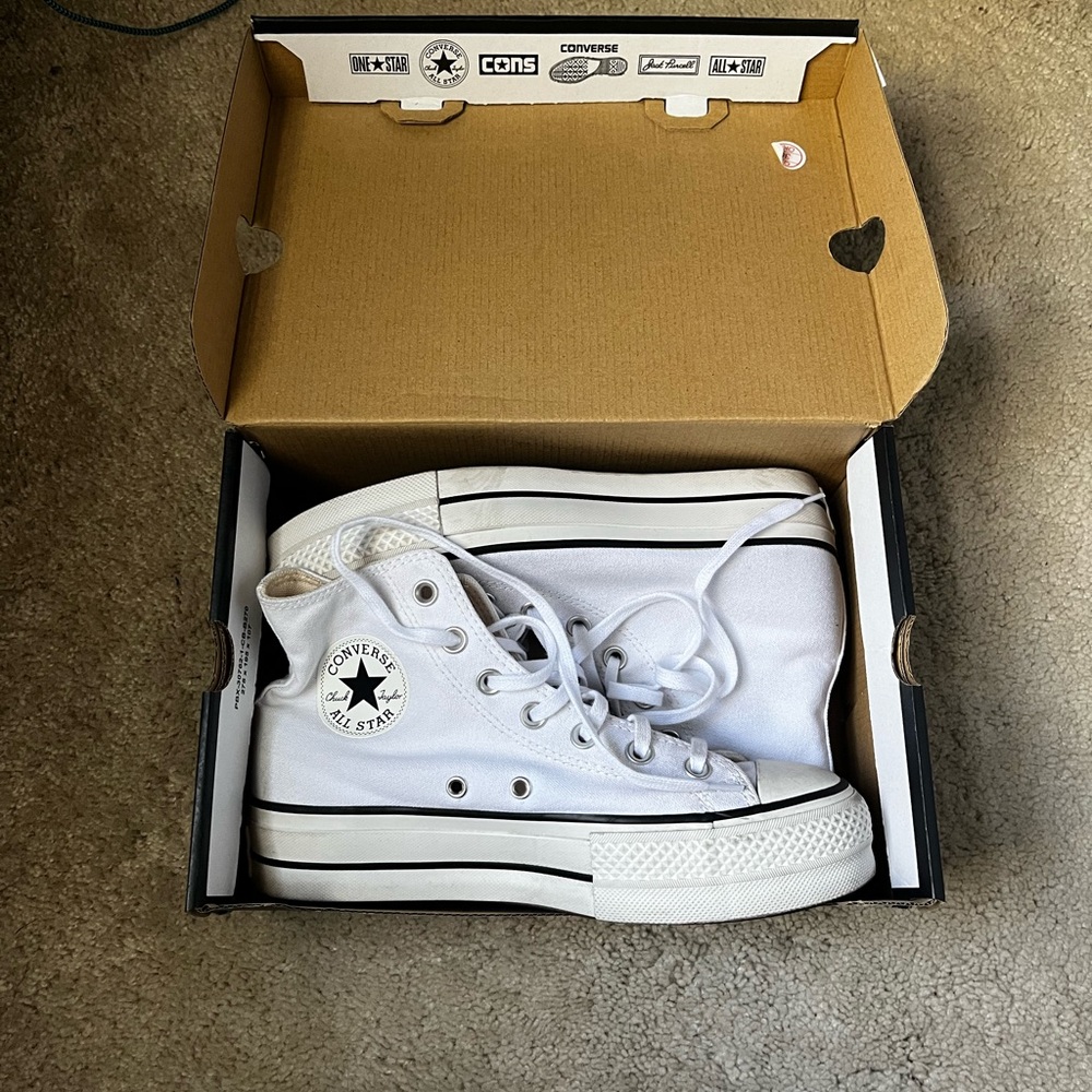 Platform Converse White High-Top Sneakers WIDE